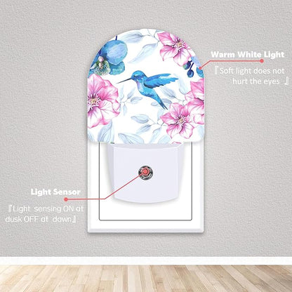 Axxitude Hummingbird Pink Flower Night Lights Plug into Wall - Image 2