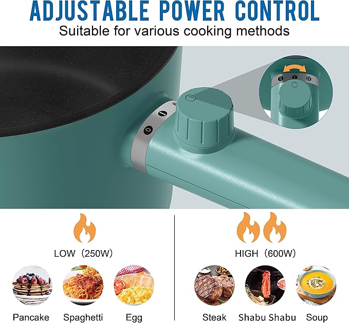 Topwit Hot Pot Electric, 1.5L Ramen Cooker, Portable Non-Stick Frying Pan - Image 2