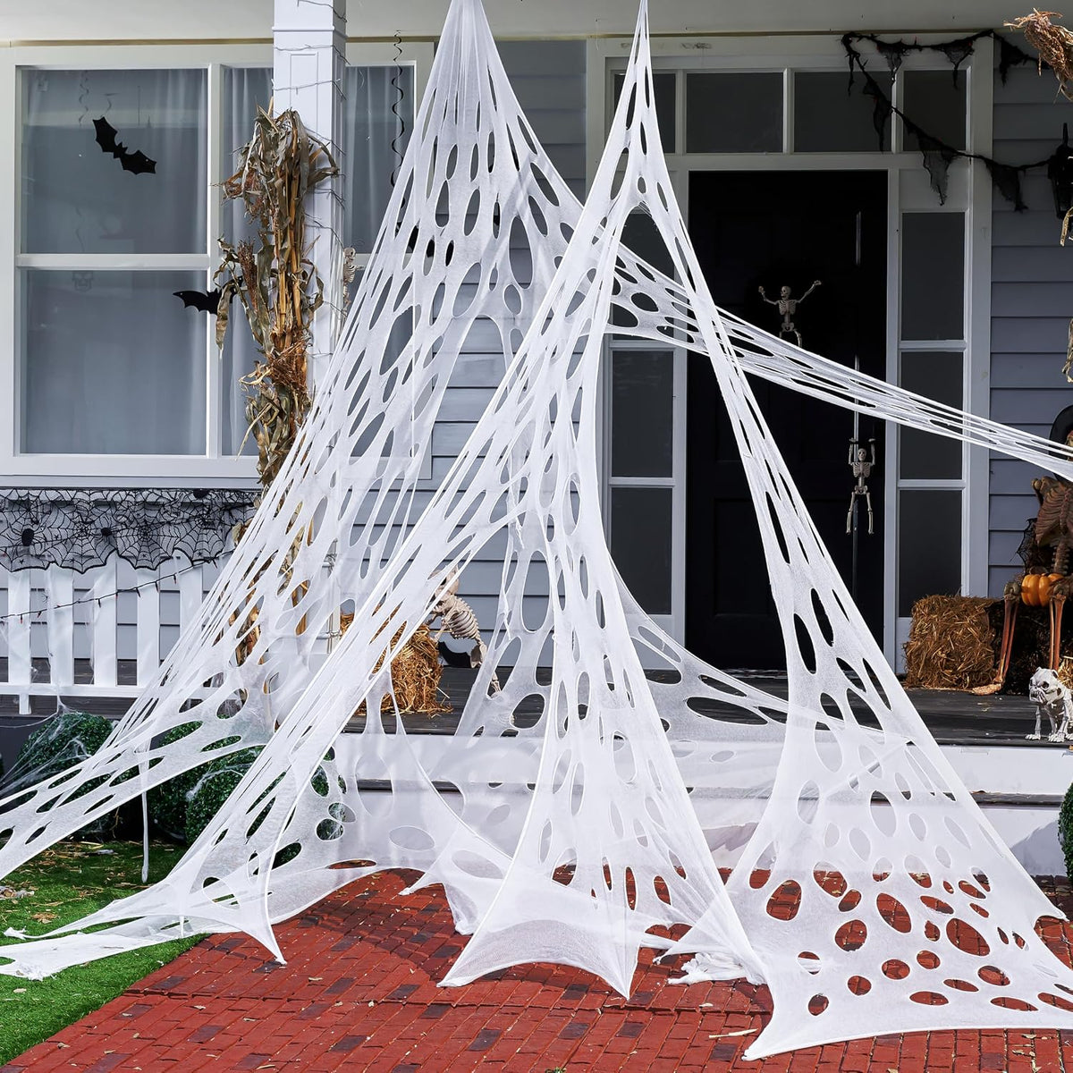 JOYIN 1000sqft Halloween Spider Web Outdoor Decoration, Giant Spider Cobwebs ...