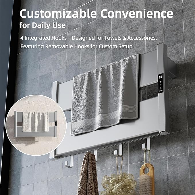K&KALONZO Towel Warmer for Bathroom, Wall-Mounted Heated Towel Rack - Image 5