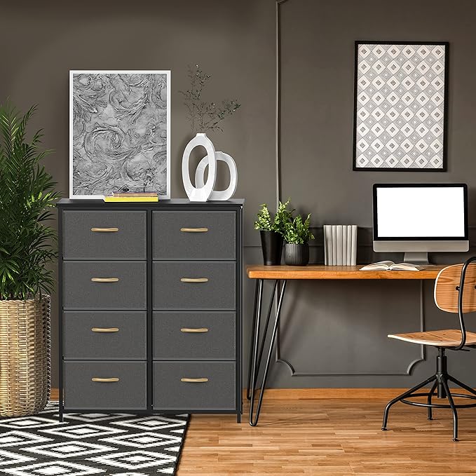 SIMPLE HOUSEWARE 8 Drawer Wide Dresser Tall Storage Tower, Dark Grey - Image 7