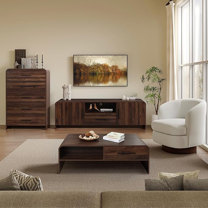 LuxenHome 70" Mid-Century Modern TV Stand - Image 3