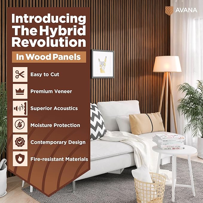 Avana Acoustic Wood Wall Panels – 94.4 x 12.6 Inch Rustic Walnut Acoustic - Image 2