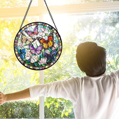 DASTOLL Stained Glass Window Hanging, Colorful Butterfly Suncatcher - Image 4