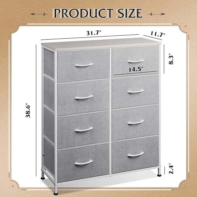 WLIVE Fabric Dresser for Bedroom, Tall Dresser - Image 3