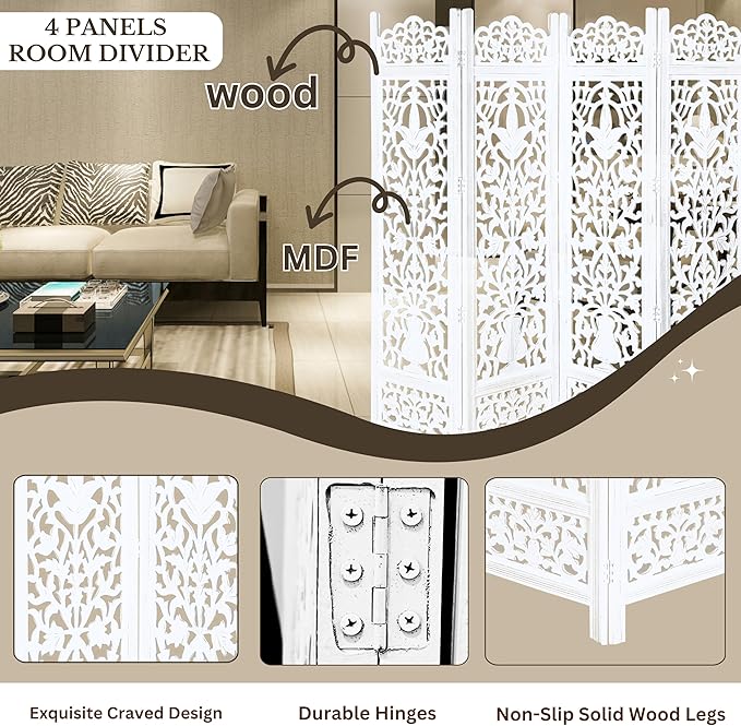 Lightnpro 4-Panel Wooden Room Divider 72"×72" - Image 2
