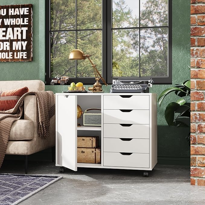 DEVAISE 5-Drawer Wood Drawer Cabinet, Office Storage Cabinet - Image 2