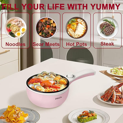 Dezin Hot Pot Electric Upgraded, Non-Stick Sauté Pan, Rapid Noodles Electric Pot - Image 6