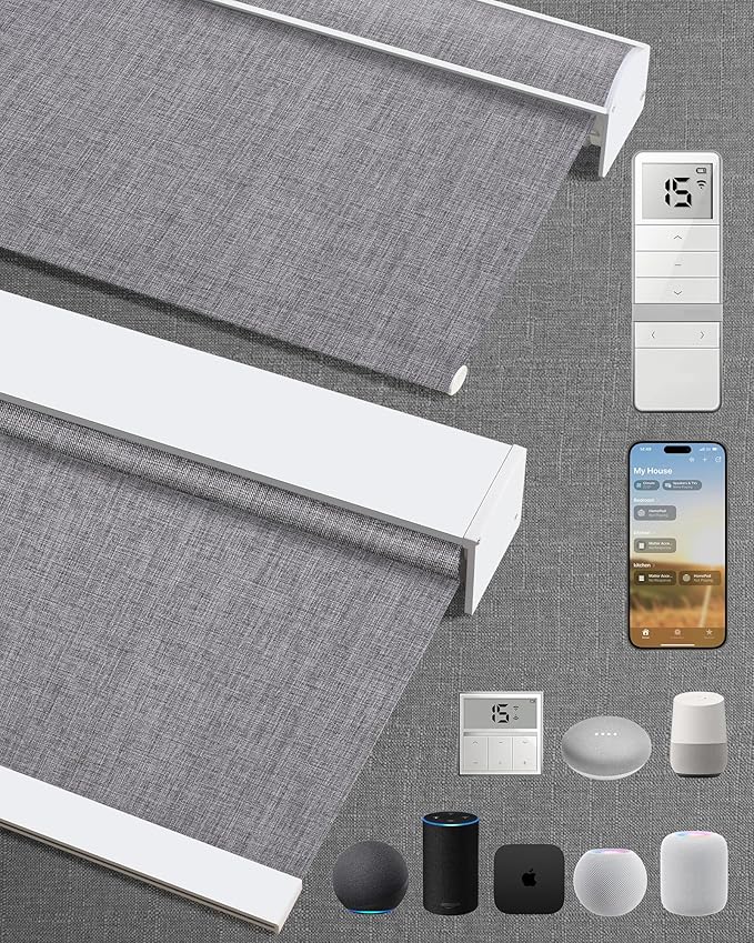 Kincmo Motorized Blinds with Remote, 100% Blackout Motorized Roller Shades Work by KincmoBlinds