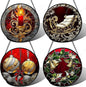 AMDERVEN Stained Glass Window Hanging 4 Pcs Set Christmas Golden Bell Sleigh by amderven