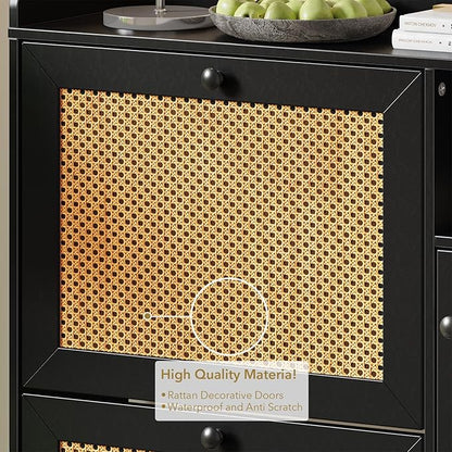 Rattan Wooden Shoe Cabinet, Freestanding 3-Flip Drawer Shoe Storage Organizer - Image 7