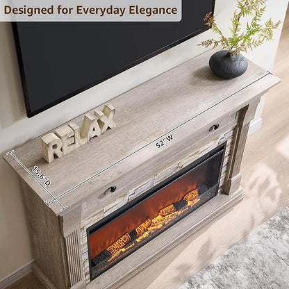OKD 52" Farmhouse Electric Fireplace TV Stand - Image 5