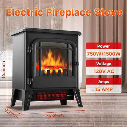 17" Freestanding Electric Fireplace Heater - Image 2