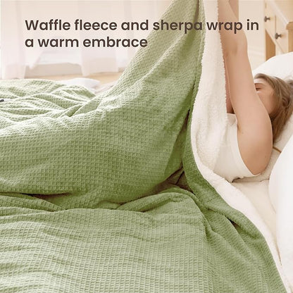Heated Blanket Electric Blanket Queen Waffle, 84x90 Inches Dual Controllers - Image 2