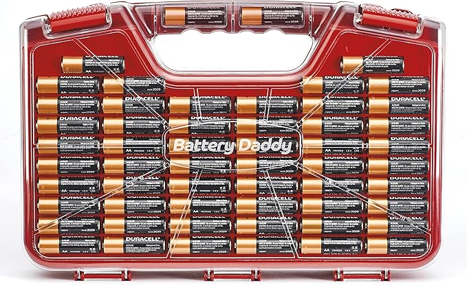 Ontel Battery Organizer with Tester | Stores 180 Batteries | Clear Locking Lid - Image 9