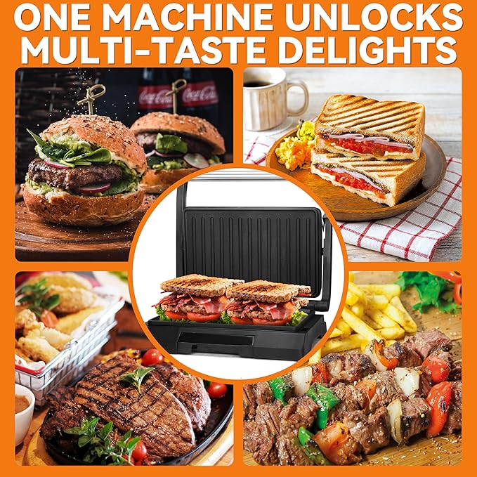 Baker's Friend 2 Slices of Mini Panini Press Electric Grill, Panini Grill Press - Image 4