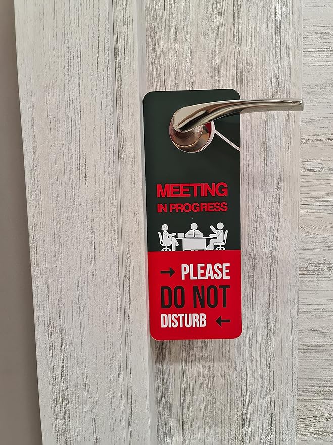 Business Design, Meeting In Progress Do Not Disturb Door Hanger Sign, 2 Pack - Image 9