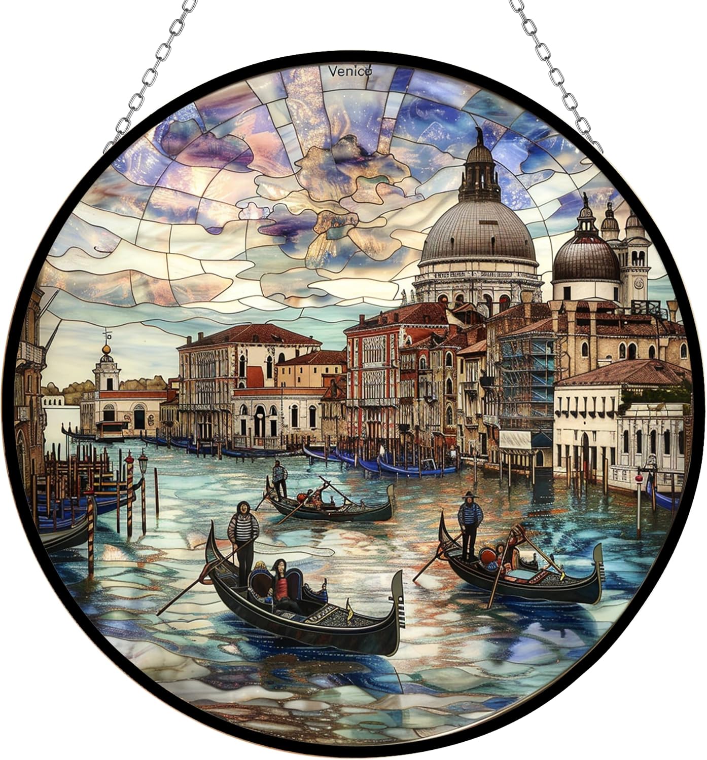 Customized Venice Italy Stained Glass Window Hanging Sun Catcher Halloween Haning Ornament Decoration Christmas Birthday Gifts for Lover Friends Mother Day