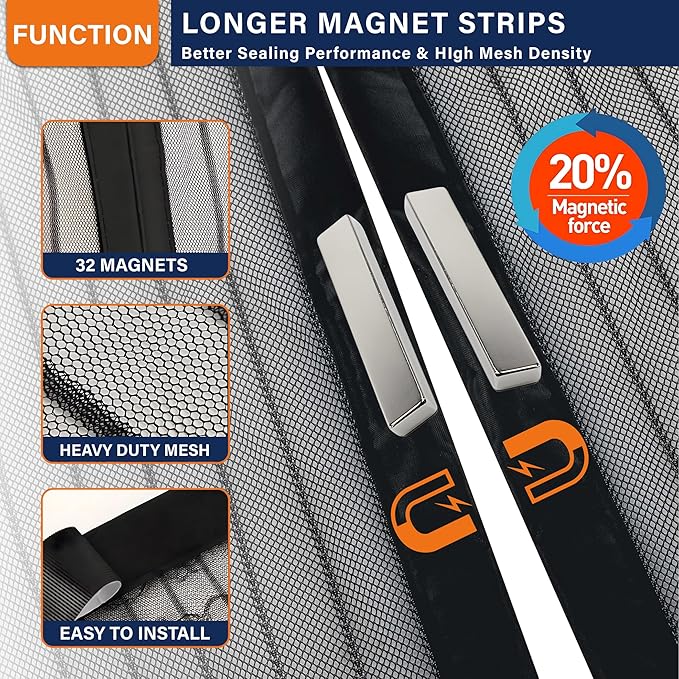 Magnetic Screen Door, Fit Door Size 32 x 96 Inches, Screen Doors - Image 4