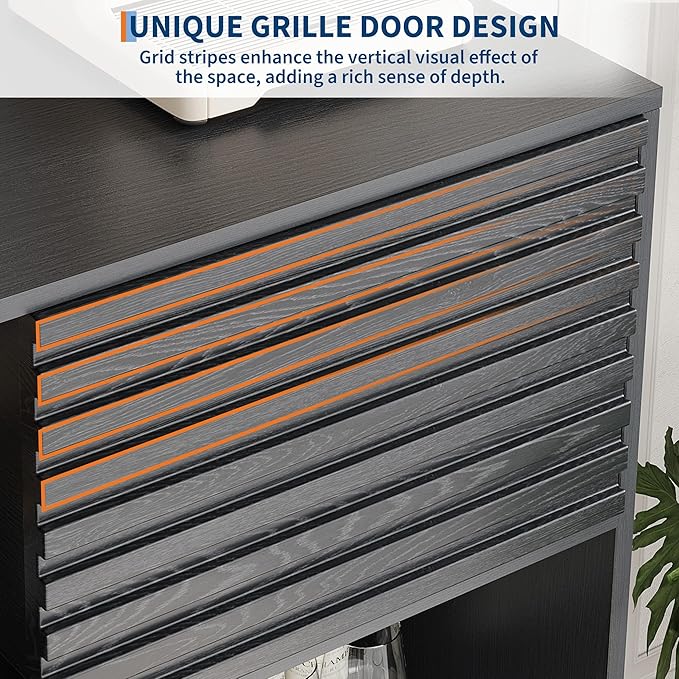 IDEALHOUSE Fluted Cabinet with Sliding Doors, Modern Wooden Storage Cabinet - Image 9
