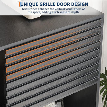 IDEALHOUSE Fluted Cabinet with Sliding Doors, Modern Wooden Storage Cabinet - Image 9