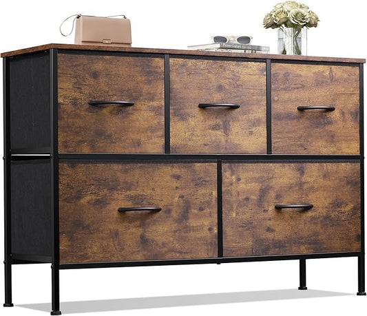 WLIVE Dresser for Bedroom with 5 Drawers, Long Fabric Dresser, Storage Drawer by WLIVE