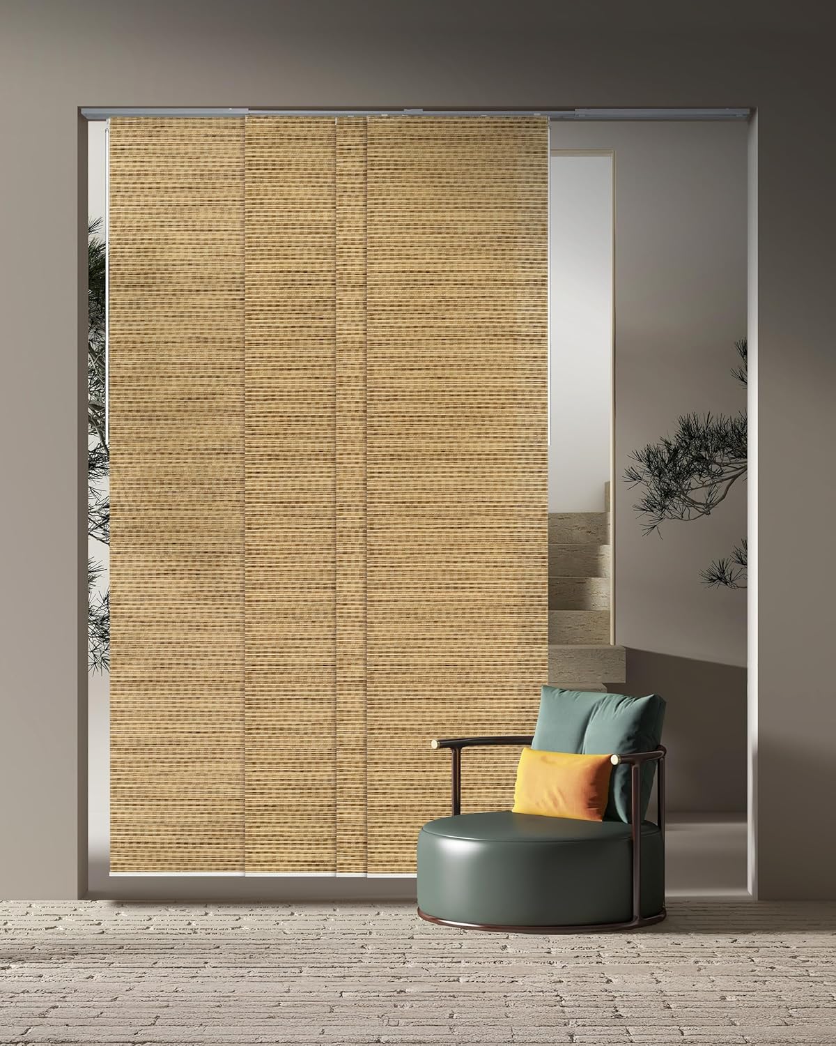 Panel Blinds Light Filter 45.8"-86" x 96", Mayonaka | Light-Filtering Panel Track Blinds for Windows and Sliding Doors with Adjustable Track and Trimmable Panels