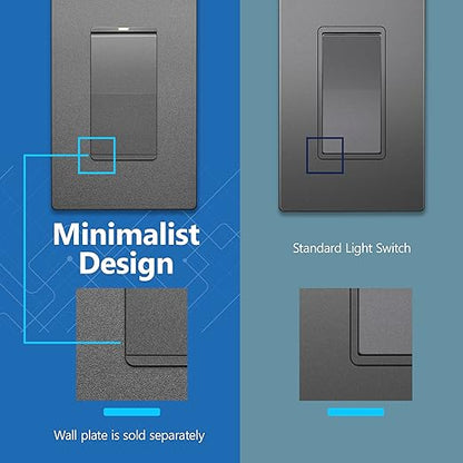 LIDER Minimalist Design Matte Finish Lighted Decorator Switch, Frameless Paddle - Image 4