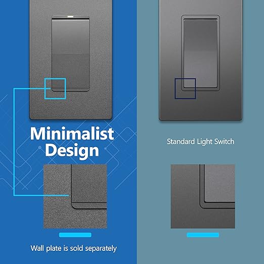 LIDER Minimalist Design Matte Finish Lighted Decorator Switch, Frameless Paddle - Image 4