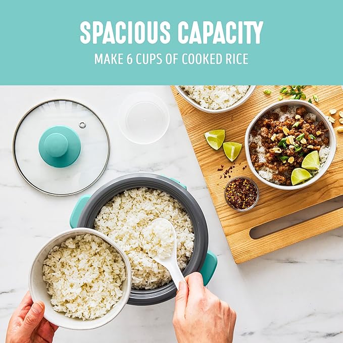 GreenLife Rice Cooker with Removable PFAS-Free Ceramic Nonstick Pot, 3-Cups - Image 6