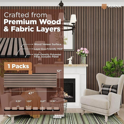 Avana Acoustic Wood Wall Panels – 47.2 X 12.6 Inch Walnut Acoustic Panels 1 PC - Image 4