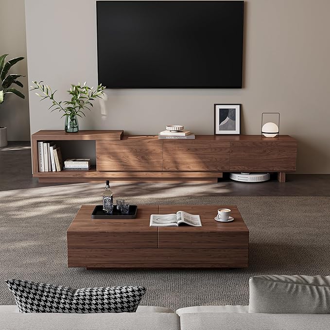 Etelifrank Extendable TV Stand for 65-100 Inches TVs – Walnut Entertainment - Image 3