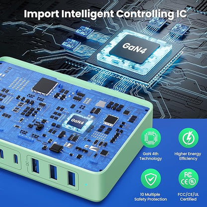 USB C Charger 300W USB C Charger Block, 8-Ports GaN IV Fast Charging Station Hub - Image 4