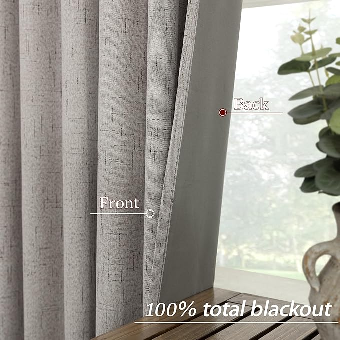 KOUFALL 92 Inch Blackout Curtains, Boho Taupe Pleated Curtains - Image 5