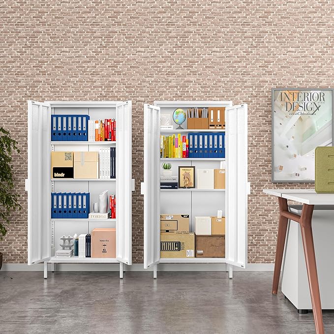 COFaR 4 Tier Black Metal Storage Cabinet, Free Standing - Image 8