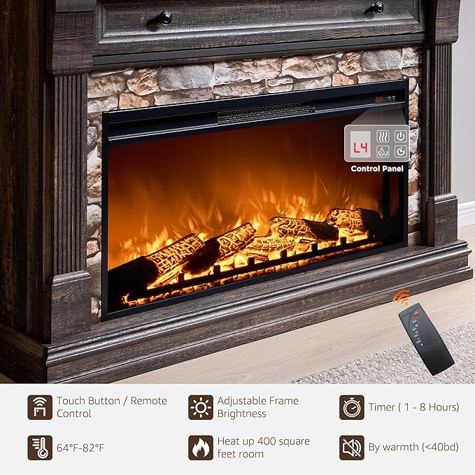 OKD 52" Farmhouse Electric Fireplace TV Stand - Image 4