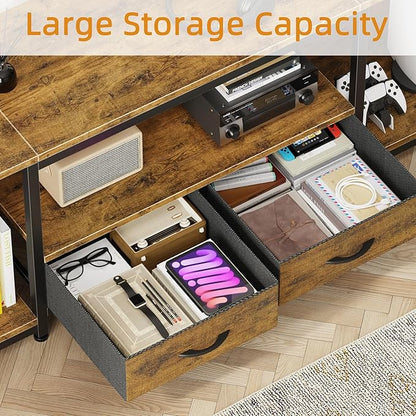 GYIIYUO LED TV Stand with Mount and Power Outlet & Fabric Drawers - Image 5
