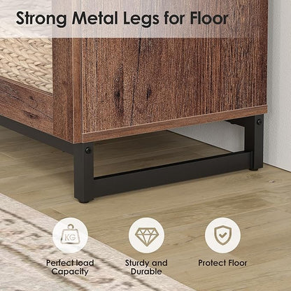 WAMPAT Modern TV Stand with Glass Doors - Image 6