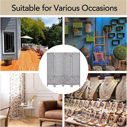 Wnutrees 4 Panel Pegboard Display, 5 Ft Wood Folding Privacy Screens Room - Image 7