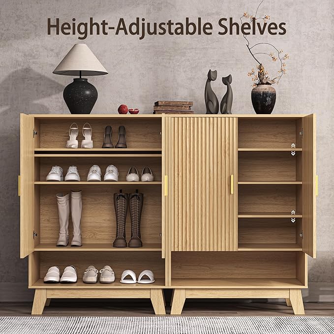 4-Tier Fluted Shoe Cabinet - Image 3