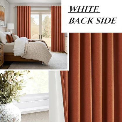 Fall Burnt Orange Kitchen Curtains 54 Inch Length 2 Panels Set, Pleated Linen - Image 7