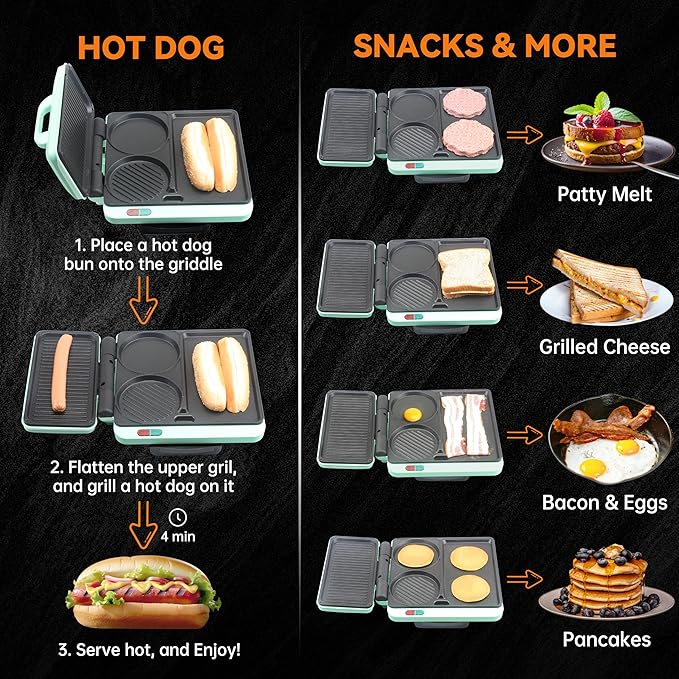 Baker's Friend Breakfast Sandwich Maker, Nonstick Electric Griddle & Grill Combo - Image 3