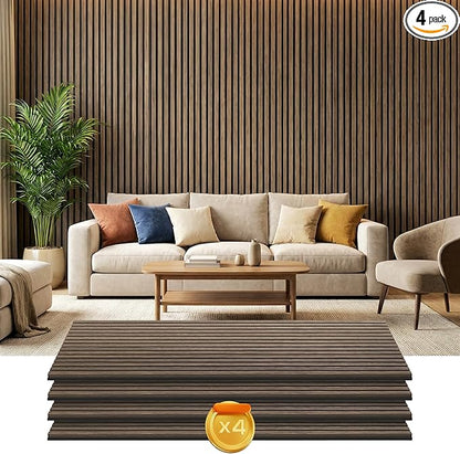 HOMCOM 4 Pack 3D Acoustic Panels, Wood Slat Wall Paneling by HOMCOM