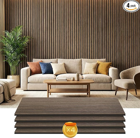 HOMCOM 4 Pack 3D Acoustic Panels, Wood Slat Wall Paneling by HOMCOM