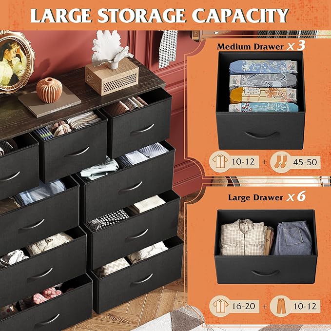 WLIVE 9-Drawer Dresser, Fabric Storage Tower - Image 5