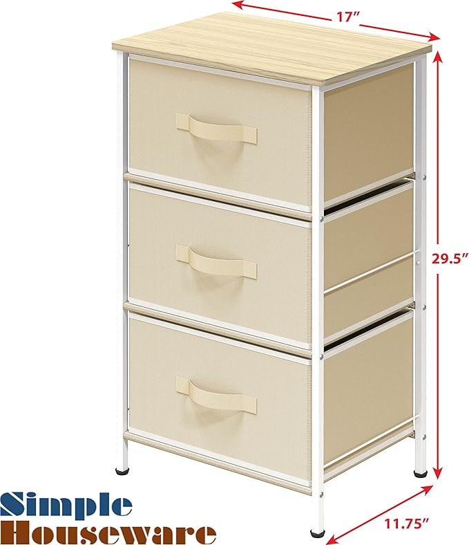 Simple Houseware 3 Drawer Nightstand Dresser - Image 3