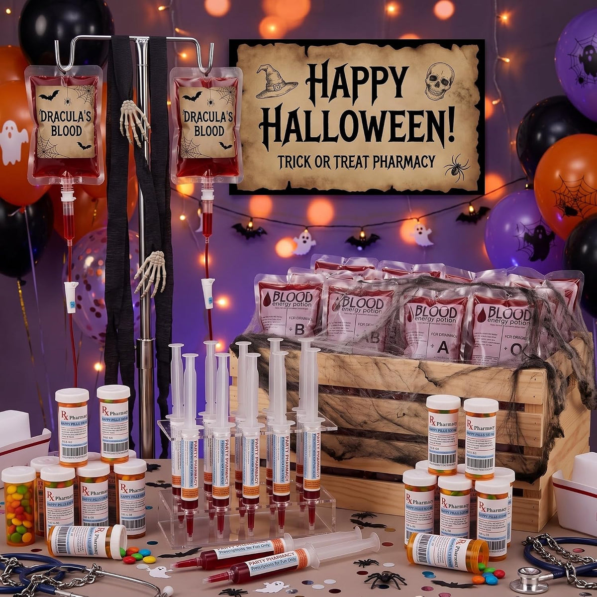 TrelaCo 120 Pcs Halloween Nursing Party Supplies Set