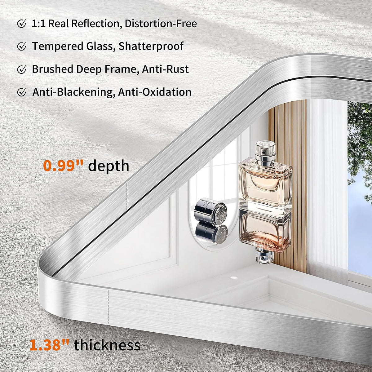 CIRCUMI Silver Bathroom Mirror, 30"x30" Rectangular Mirror for Vanity