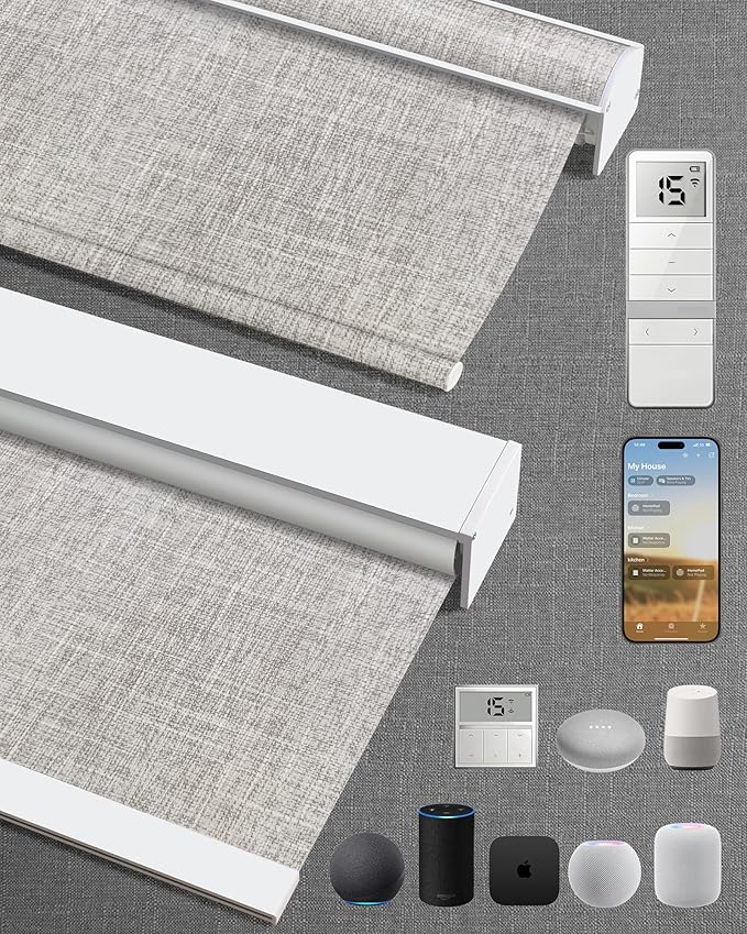 Kincmo Motorized Blinds with Remote, 100% Blackout Motorized Roller Shades Work by KincmoBlinds