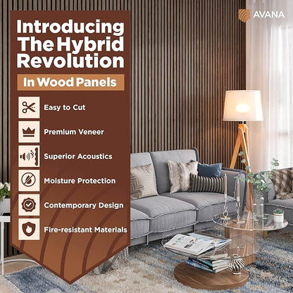 Avana Acoustic Wood Wall Panels – 94.4 x 12.6 Inch Natural Walnut Acoustic - Image 2